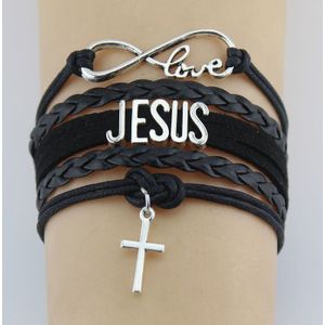 Hand-Gebreide Jezus Christelijke Bijbel Kruis Armband Gevlochten Armband