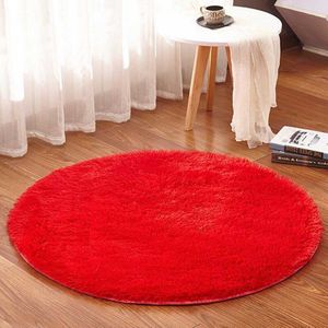 Pluizige Ronde Tapijt Roze Antislip Warm Slaapkamer Mat Unieke Deur Vloer Tapijt Faux Fur Gezellige Thuis Textiel Hotel shop Decor