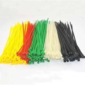 500 STKS Pack 8 ""inch 3.6x200mm Zwart Wit Rood Groen Geel Blauw Netwerk Kabel Cord Wire Tie Strap 40 Lbs Zip Nylon