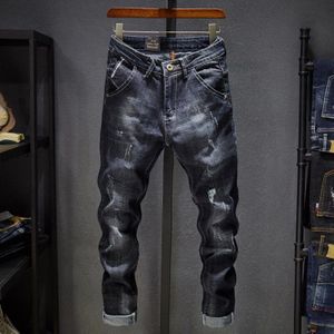 Top Mens Jeans Robin Hip Hop Herfst Geript voor Mannen Solid Katoen Volledige Lengte Mid Zwart