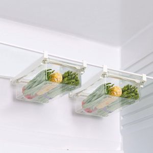 Plastic Clear Koelkast Organizer Koelkast Opbergdoos Slide Onder Plank Lade Doos Fruit Groenten Ei Opbergdozen