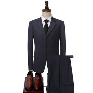 Mannen Pak Blazer Jas Broek Slim Fit Wollen Pakken Set Kantoor Werk Formele Outfits Trouwjurk Enkele Breasted Wollen Bruidegom pak