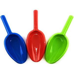 3Pcs Kinderen Lange Handvat Matte Lage Plastic Schop, Geschikt Voor Zand En Strand Rood, blauw En Groen