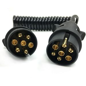 7 Pin Plastic Trailer Plug X2 W/Krullend Verlengkabel 1.5M Male Naar Male 12V Trailer Verlichting board Caravan