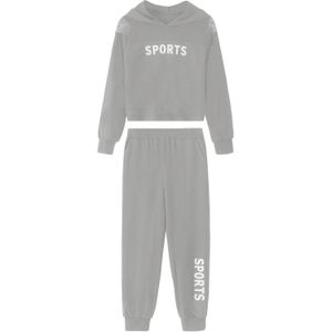 4-14Y 2 Stuks Kinderen Meisjes Sportkleding Hooded Lange Mouwen Letters Print Sweatshirt En Broek Set