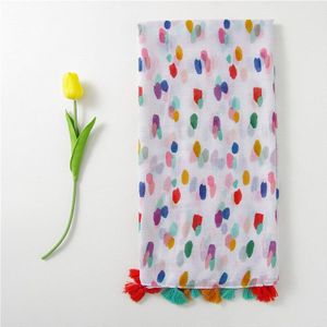 Kleurrijke Polka Dot Katoen Hennep Lange Sjaal Met Eenvoudige Stijl Vrouwen Art Decoratie Sjaal Lente En Zomer