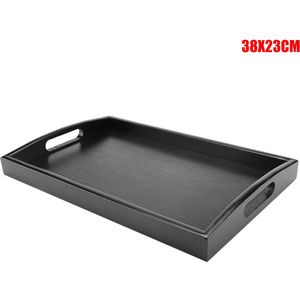 Dienblad Grote Zwart Hout Rechthoek Voedsel Lade Butler Ontbijt Trays met Handgrepen te Grip LB88