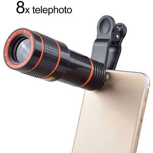 Geen Donkere Hoek 12X Zoom Optische Telescoop Lens Hd Camera Tele Voor Iphone 13 Plus Xs Max X Mobiele Telefoon lens Met Clips