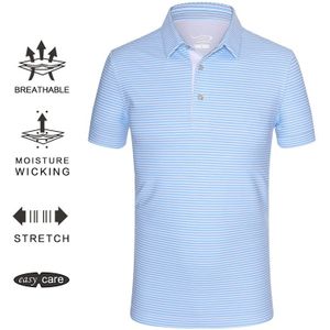 EAGEGOF Mens streep Golf shirts Tech snel droog Anti-zweet sportkleding Mannelijke Non iron Sociale Zaken Korte mouw tshirt