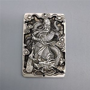 Chinese Oude Tibetaanse Silver Relief Grote Dag Boeddha Amulet Hanger Feng Shui Geluk Hanger