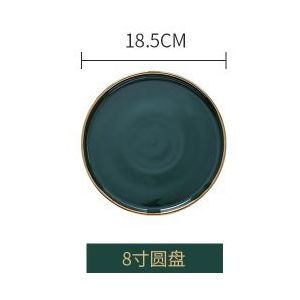 Nordic Westerse Plaat Keramische Steak Platen Dark Green Keramische Bestek Set Vis Plaat Diner Gerechten Platte Lade Kom