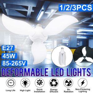 45W Led Garage Lamp Vervormen Licht Opvouwbare Fan Blade Led Hanglamp E27 Lamp 360 Graden Hoek Verstelbare 6500K Plafondlamp