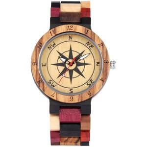 Luxe Heren Horloge Unieke Kompas Wijzerplaat Hout Horloge Mannen Gemengde Kleur Volledige Houten Band Horloge Vrouwen Klok Retro Horloge relojes