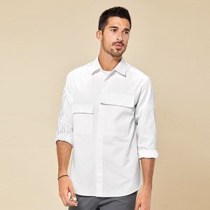 Kuegou 100% Katoen Shirts Lente Herfst Mannen Shirt Lange Mouw Mode Vrije Tijd Witte Achter Gestreepte Streetwear Plus Size BC-20506
