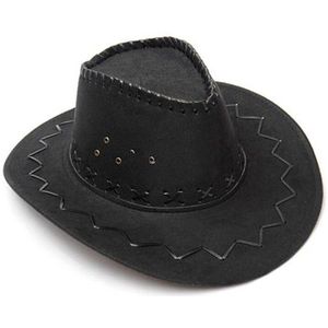 1 stuk Mode Cowboy Hoed Suede Look Wild West Fancy Dress Zwart Heren Dames Unisex Hoeden