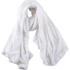Lente Zomer India Sari Sjaal Vrouw Mode Zachte Witte Etnische Stijlen Dupattas Mooie Comfortabele Geborduurde Sjaal