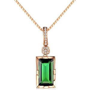 14K Rose Gold Diamond Ketting Hanger Natuurlijke Smaragd Jade Ketting Voor Vrouwen Peridot Bizuteria Edelsteen Jade Sieraden Hanger