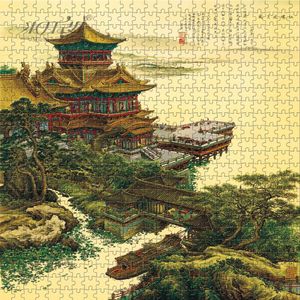 Michelangelo Houten Legpuzzels 900 Stuk Chinese Sight Pavilion Landschap Educatief Speelgoed Collectibles Schilderen Art Home Decor