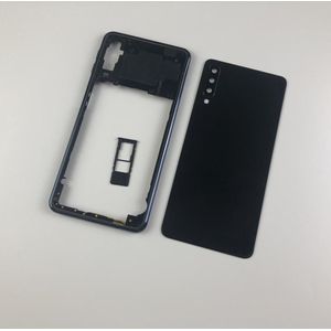 Voor Samsung Galaxy A7 SM-A750F A750F A750 Behuizing Midden Frame Cover + Batterij Back Cover Glazen Cover + Sim kaart Lade Houder