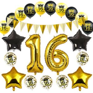 30 40 50th Birthday Party Folie Nummer Ballonnen Volwassenen Gelukkige Verjaardag Banner16 18 60 70 80 90 Jaar Oud Zwart goud Feestartikelen