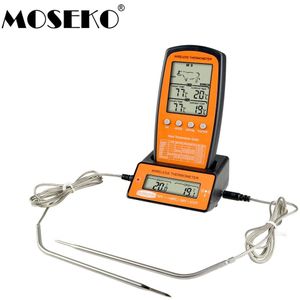 Moseko Draadloze Digitale Backlight Bbq Thermometer Voor Koken Vlees Voedsel Oven Keuken Thermometer Met 2 Probe Temperatuur Alarm