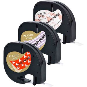 3Pcs 91201 91331 12267 Label Tape Plastic En Papier Compatibel Voor LT-100H Dymo Label Printer 12Mm Dymo Letratag 18769 91200