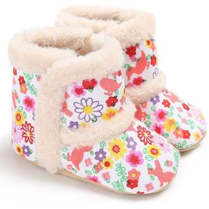 Pasgeboren Baby Luipaard Print Bloemen Wol Baby Katoen Gevoerde Schoenen Laarzen Voor Winter En Sneeuw