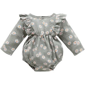 Herfst Baby Meisjes Romper Little Print Daisy Patroon Ronde Hals Lange Mouw Jumpsuit Een Stuk Pak Voor Peuter meisjes