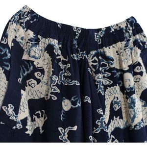 Nepal Indische Mens Persoonlijkheid Dargon Afdrukken Cross-Broek Loose Fit Hip Hop Casual Katoen Linnen Bloemen Harembroek Voor mannen