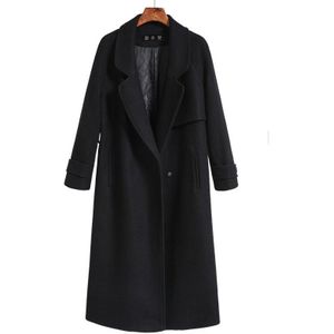 Herfst Winter Vrouwen Casual Wol Blend Trenchcoat Oversized Lange Jas Met Riem Vrouwen Wollen Jas Cashmere Bovenkleding