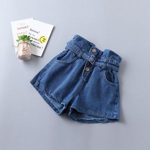 Zomer Meisjes Jeans Baby Shorts Kids Shorts Kinderen Bodems Streetwear Bud Hoge Taille Tailleband Knop 2 Om 9 jr