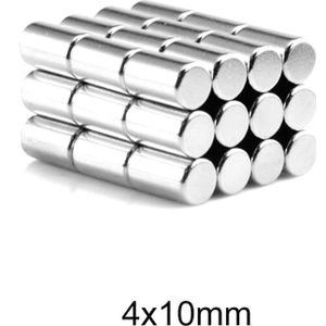 20 ~ 500Pcs 4X10 Sterke Cilinder Zeldzame Aarde Magneet 4Mm X 10Mm Electro Magnetics Ronde neodymium Magneet 4X10Mm Mini Kleine Magneet 4*10