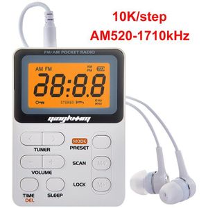 Mini Fm/Am Radio Draagbare Pocket Radio Met Led Display 3.5Mm Oortelefoon Ondersteuning Handmatige/Auto Save Station 9K/10K Ontvanger