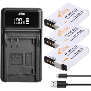 1400Mah EN-EL12 ENEL12 En EL12 Batterij En Led Lader Set Voor Nikon Camera Coolpix S9900 S9700 AW120 S9500 AW110 s70