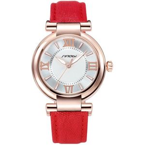 Sinobi Rood/Wit Lederen Vrouwen Horloge Mode Luxe Dames Armband Horloge Casual Meisjes Horloge Klok Uur Reloj Mujer