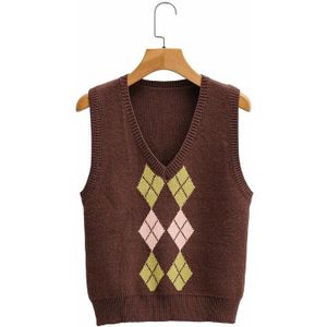 Herothorn Dikke Argyle trui vesten klassieke V-hals gebreide mouwloze trui herfst winter warme tanktops, A-Grijs, L
