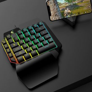 Mini One-Handed Gaming Toetsenbord Rgb 8-Kleur Led Backlight Gaming Toetsenbord Draagbare Usb Bedrade 39 Toetsen Accessoire gamer Toetsenbord