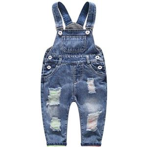 Lente Herfst Denim Jumpsuit Gat Knop Jarretel Baby Jongens Meisjes Overalls Kinderen Kind Jeans Broek 1-4 Y Unisex peuter Broek