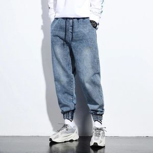 Mannen Vintage Mode Denim Joggers Broek Streetwear Hip Hop Cargo Broek Mannelijke Jeans Harembroek Broek Blauw Zwart HZ022