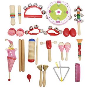 Muzikaal Speelgoed Slaginstrumenten Rhythm Band Kit Voor Kleine Kinderen Met Houten Tamboerijn Guiro Tinkerbells Trompet Kleine Ha