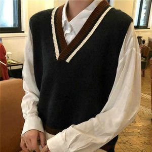 Trui Vest Vrouwen Preppy Stijl Vrouwelijke Kleding Mouwloze Alle-Match Trendy Patchwork Basic Studenten Ins Cropped Dagelijks