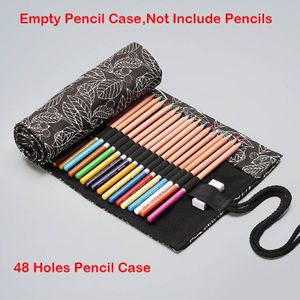 12/24/36/48/72 Gaten School Etui Roll Zwarte Bladeren Strafrechtelijke Grote Solt Cartridges Voor Meisjes jongens Pencilcase Briefpapier Kit
