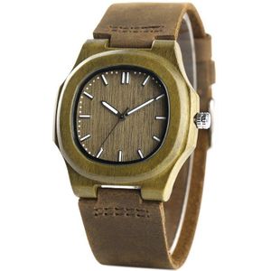 YISUYA Mannen Vrouwen Houten Horloge Speciale Vierkante Wijzerplaat Lichtgewicht Houten Case Mannelijke Vrouwelijke Jurk Bamboe Horloge Lederen