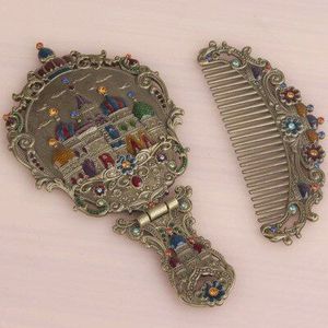 Draagbare Spiegel En Kam Set Antieke Folding Exquisite Badkamer Spiegel Geschenkdoos Verpakking & Jaar Cadeau