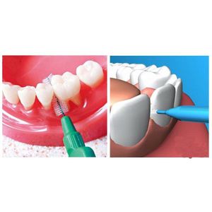 40 Stks/doos Tandenstoker Borstel Push-Pull Interdentale Tandenborstel Gom Rager Orthodontische Borstel Verwijderen Residu Oral Care