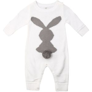 Baby Herfst Winter Kleding Pasgeboren Baby Jongen Meisje Bunny Gebreide Wol Romper Lange Mouwen Warm Bunny Print Playsuit Outfit