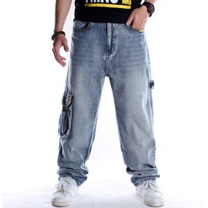 Plus Size Multi-Pocket Jeans Losse Plus Size Lange Broek Mannen Trend Hip Hop Plus Size Losse Broek