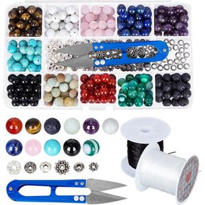 264Pcs 8mm Steen Kralen Box Set Kits Bead Armband Kit Bulk Black Lava Rock Steen DIY Sieraden Maken ketting Opbergdoos