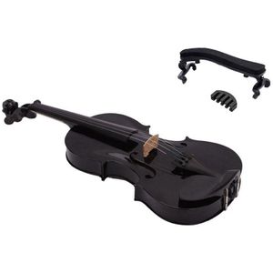 4/4 Full Size Akoestische Viool Fiddle Zwart Met Case Bow Rosin & Viool Schoudersteun Voor 4/4-3/4 Size met Inklapbare