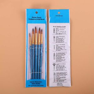 5 Stuks Penselen Set Nylon Haar Schilderij Borstel Korte Hengel Voor Olie Acryl Borstel Aquarel Borstels Professionele Kunst Levert